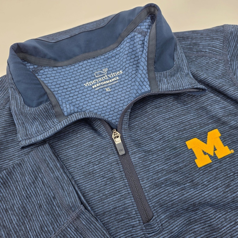 Vineyard Vines Michigan Wolverines Performance Quarter Zip Pullover Navy Mens XL